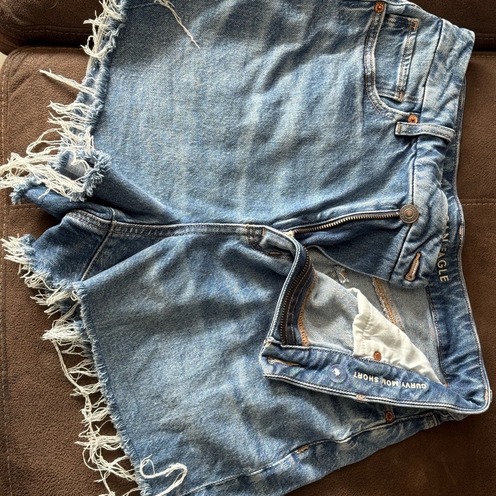 American Eagle Outfitters High Waist Denim Shorts - Light Blue